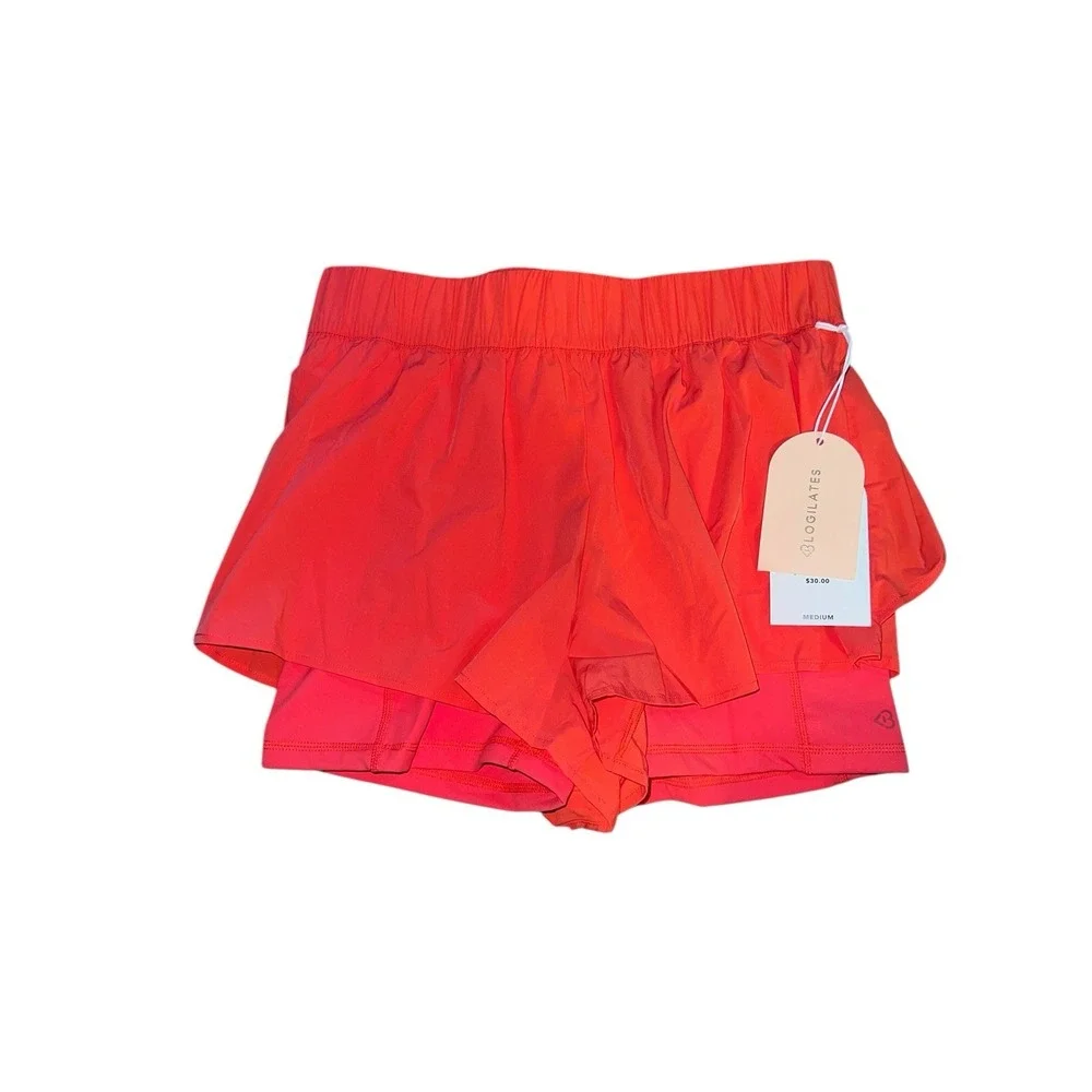 Blogilates Ruffle Shorts Womens Medium Spicy Orange Athletic Activewear